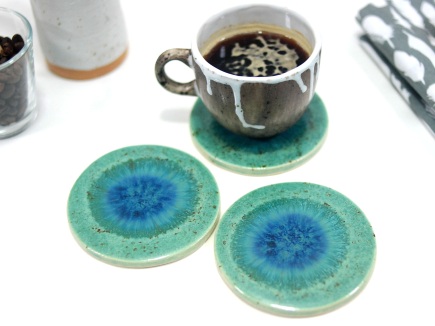 3 Ceramiczne podkładki na stół pawie oko